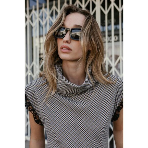 ZARA HOUNDSTOOTH LACE TOP - Picture 5 of 9